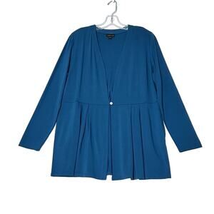 J. Jill Wearever Collection Long Sleeve Single Button Cardigan Teal Blue Womens